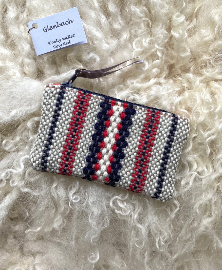 Woolly Wallet - Rosy Red. Handwoven in Wales