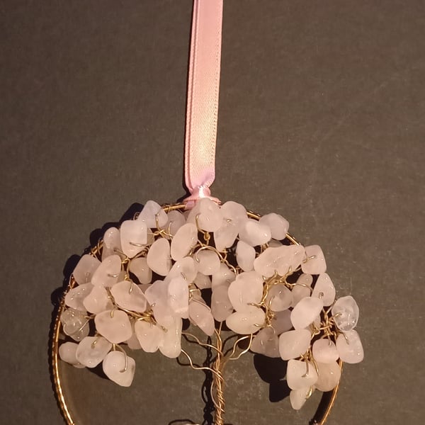 rose quartz crystal tree of life bangle hanger