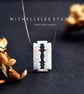 Halloween Razor Blade Opal Necklace with Sterling Silver Chain