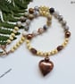 Agate, Yellow Jade & Copper Heart  Statement Necklace ONE OFF - Image 6