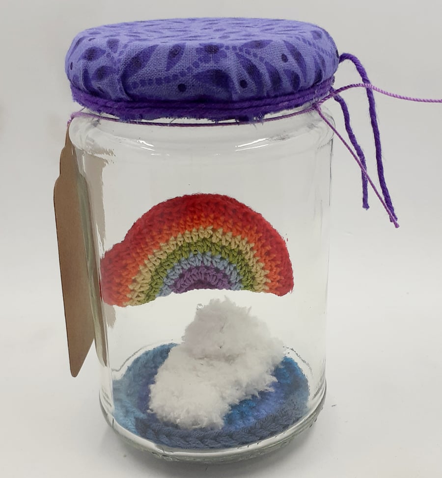 Crochet Rainbow and Cloud in a Jar