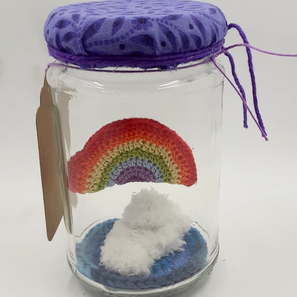 Crochet Rainbow and Cloud in a Jar