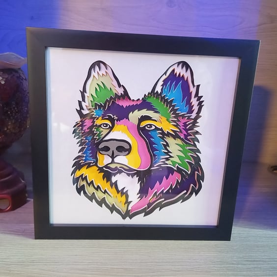 Alsation, German Shepherd, Dog, Shadow Box, wall art, Made in Scotland