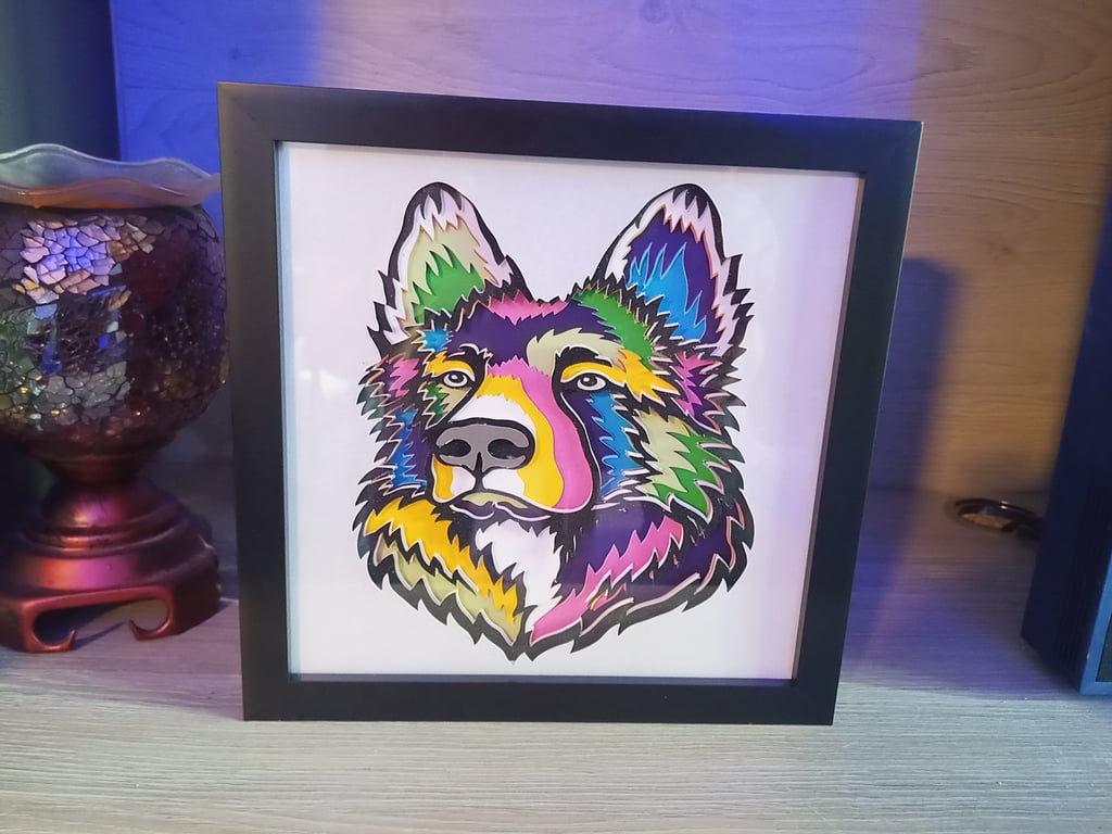 Alsation, German Shepherd, Dog, Shadow Box, wall art, Made in Scotland