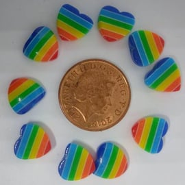 Acrylic Rainbow Cabochon Charms x 10 pc Jewellery Making