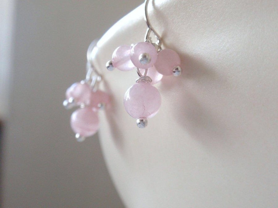 Rose quartz cluster earrings