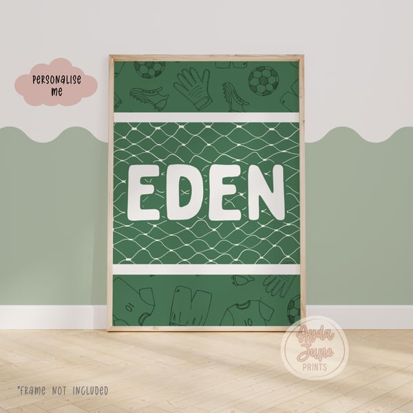Personalise Wall Art, Football Print, Boys Bedroom Decor, Football Decor 