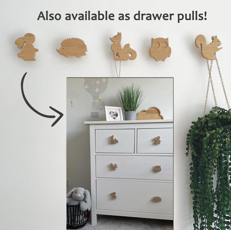 Forest Woodland Animal Wall Hooks, Folksy