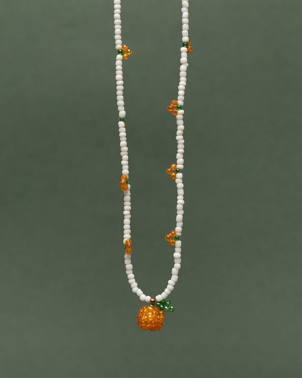 Beaded Tangerine Pendant Necklace - Smoothie Collection.