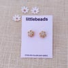 Matt Gold and Silver Flower Beaded Sterling Silver Stud Earrings