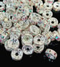 100pcs 6, 8, 10mm Silver AB Clear Rhinestone Rondelle Spacer Beads 