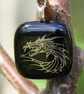 Silver dragon head decal glass pendant, dragon fused glass necklace F31 - Image 2