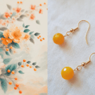 18K Gold Filled, Yellow agate beads earrings