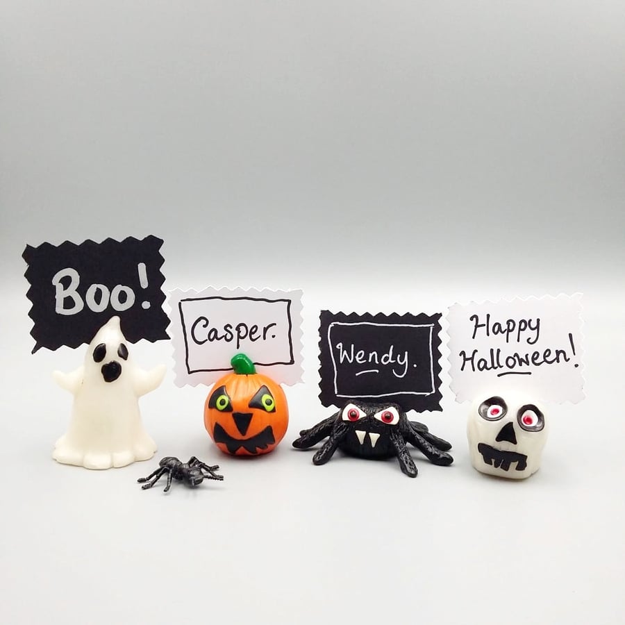 Set Of 4 Halloween Characters Name Holders, Car... - Folksy