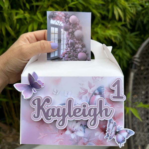6 Personalised Butterflies party boxes, party bags