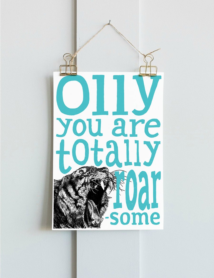 Personalised Roar-some Tiger Print A4