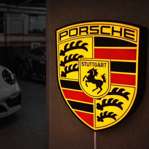 Porsche inspired LED Dimmable USB Light Box Sign
