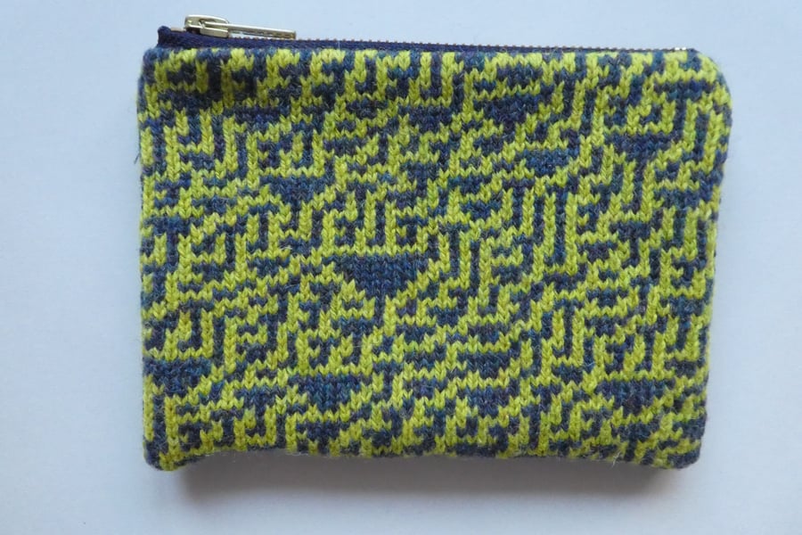 Rule 30 large purse - greenish yellow and dark teal