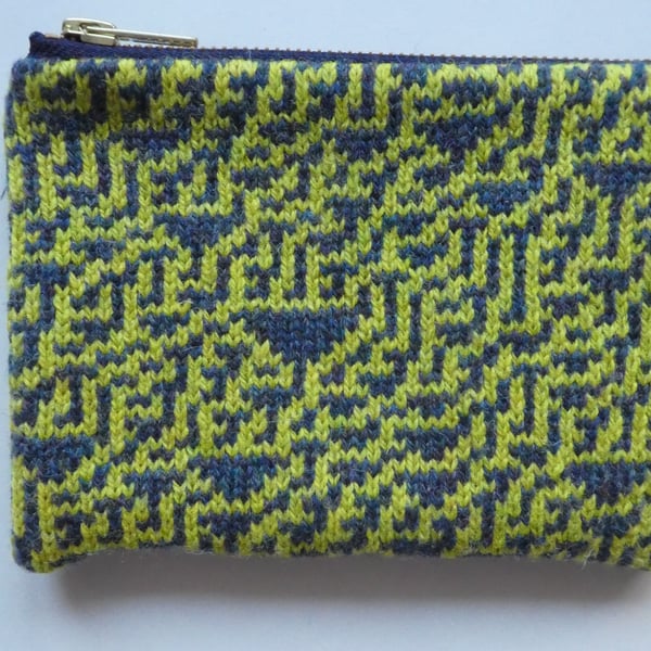 Rule 30 large purse - greenish yellow and dark teal