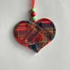 Sparkly red and green tartan wooden heart