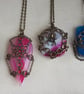 Gorgeous Blue Agate Chainmaille Pendant Necklace - Dark tones - Image 4