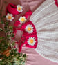 Handmade Crochet Baby Daisy Dress Set – Bright Pink & White Dress, Headband & Bo - Image 4