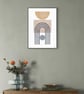 Mid Century Modern Abstract Art Print, Geometric Neutral Wall Decor, Boho art