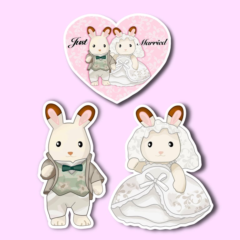 Wedding Bride And Groom Sticker - Pack of 3