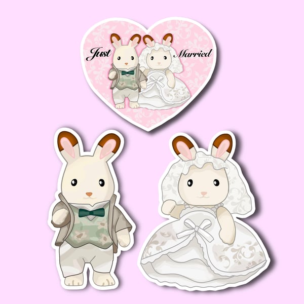 Wedding Bride And Groom Sticker - Pack of 3