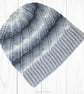 Crochet hat, beanie. Grey and white ombre ladies swirl pom pom hat. Ladies hat. - Image 9