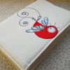 embroidered swallow fabric notebook - A6 size