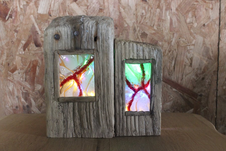 Driftwood & Fused glass (mood light)