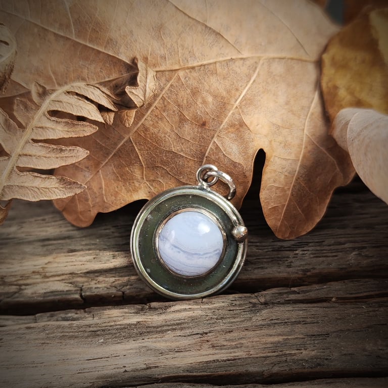 Sterling silver pendant with blue lace agate