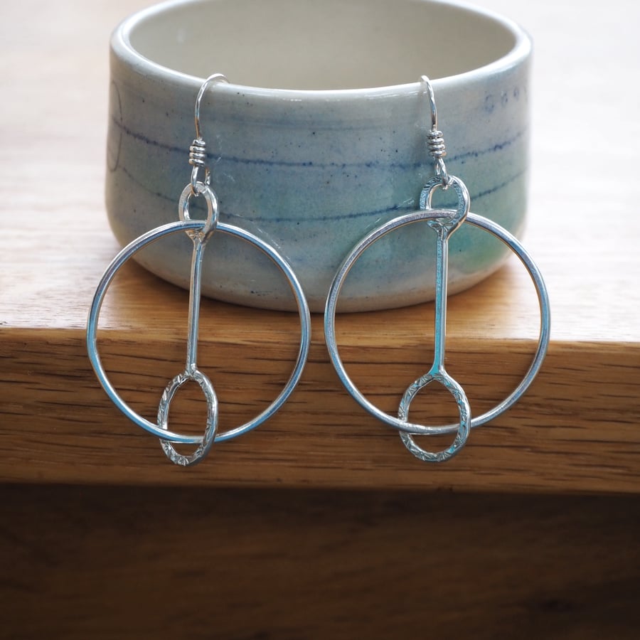Large Silver Hoop Earrings, Argentium Silver Earring Hoops, Handmade Hoops