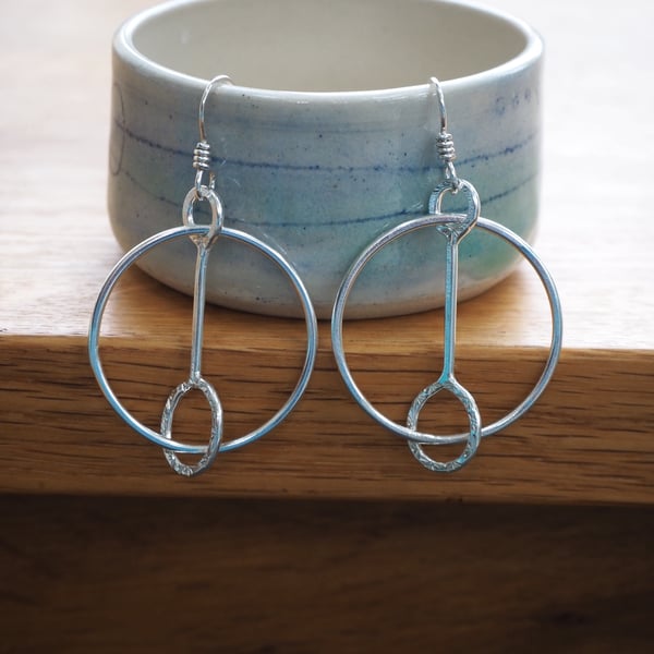 Large Silver Hoop Earrings, Argentium Silver Earring Hoops, Handmade Hoops