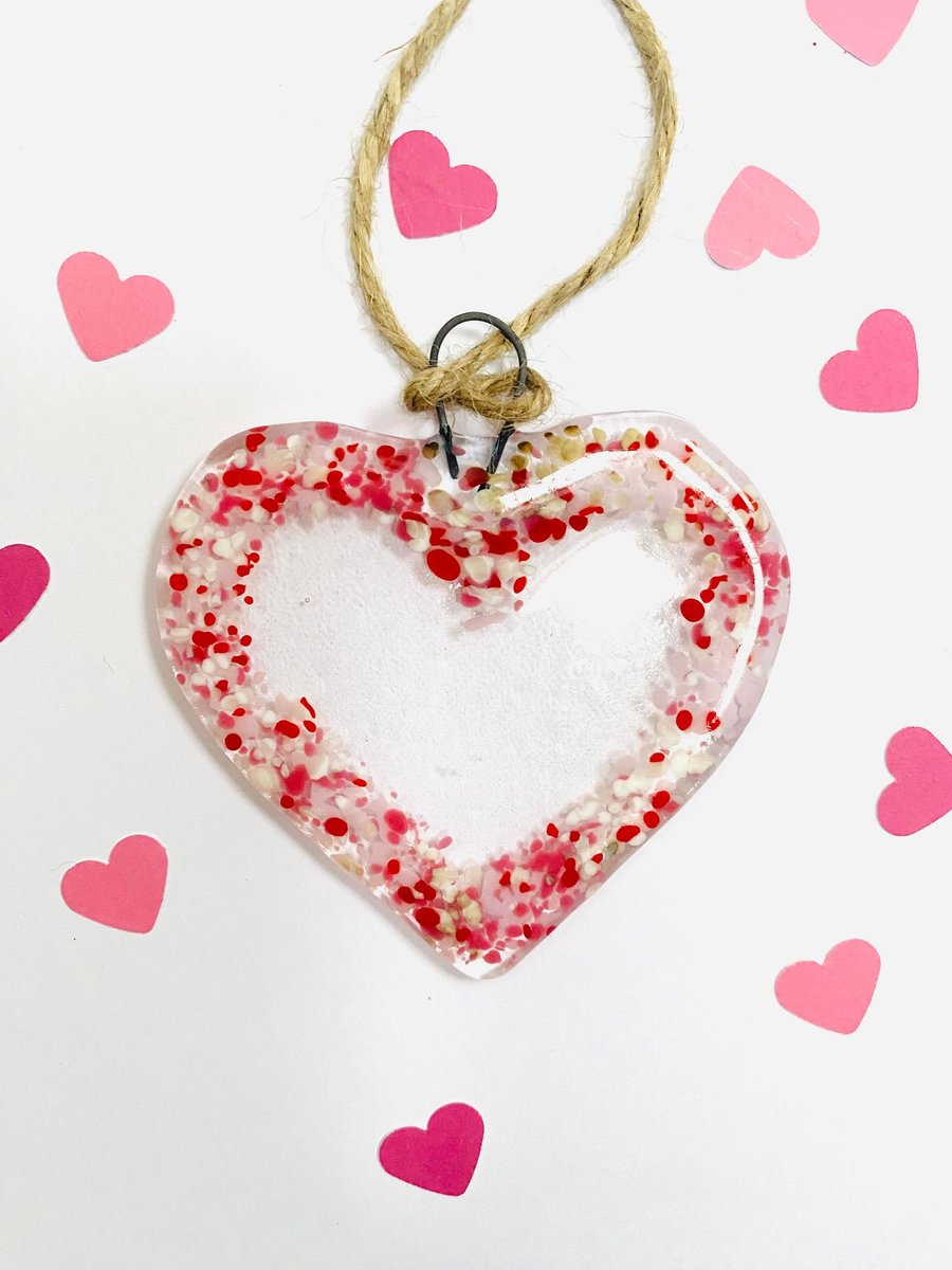 Fused Glass Hanging Heart 