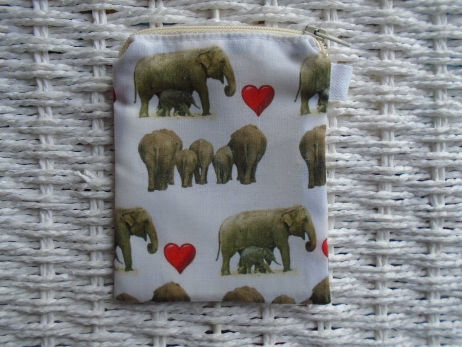 Love Elephant Themed Coin Purse or Card Holder.