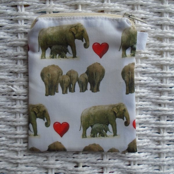 Love Elephant Themed Coin Purse or Card Holder.