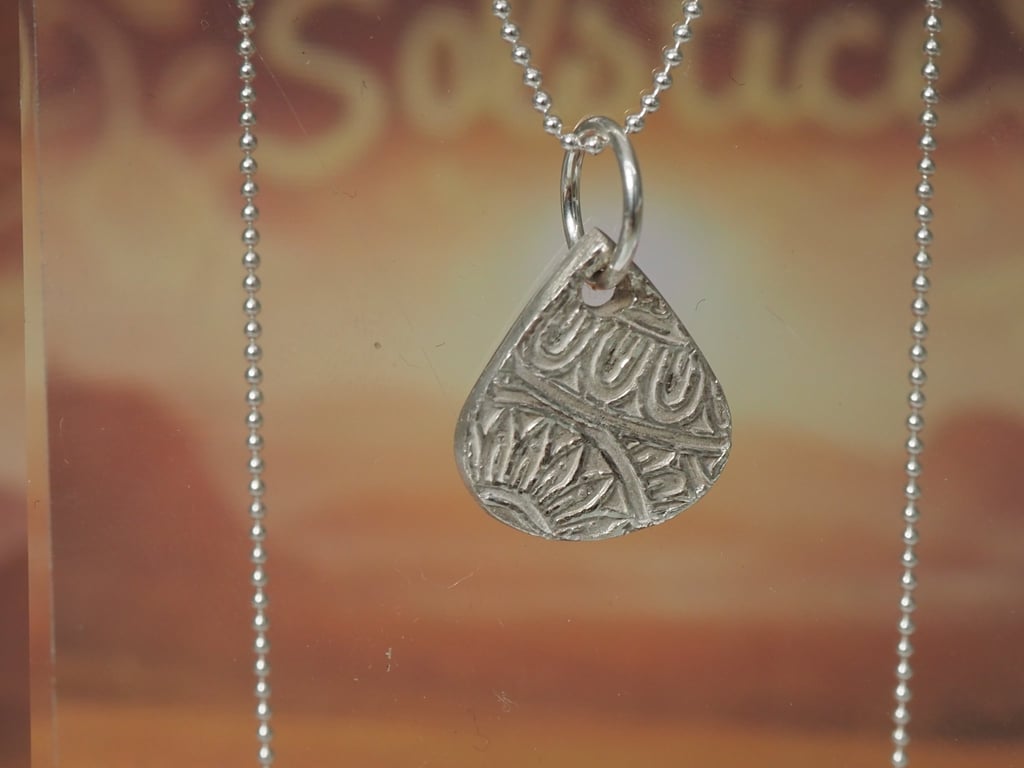 Sunflowers and Sunshine  Solstice -  Teardrop Pendant necklace - PMC 