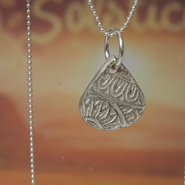 Sunflowers and Sunshine  Solstice -  Teardrop Pendant necklace - PMC 