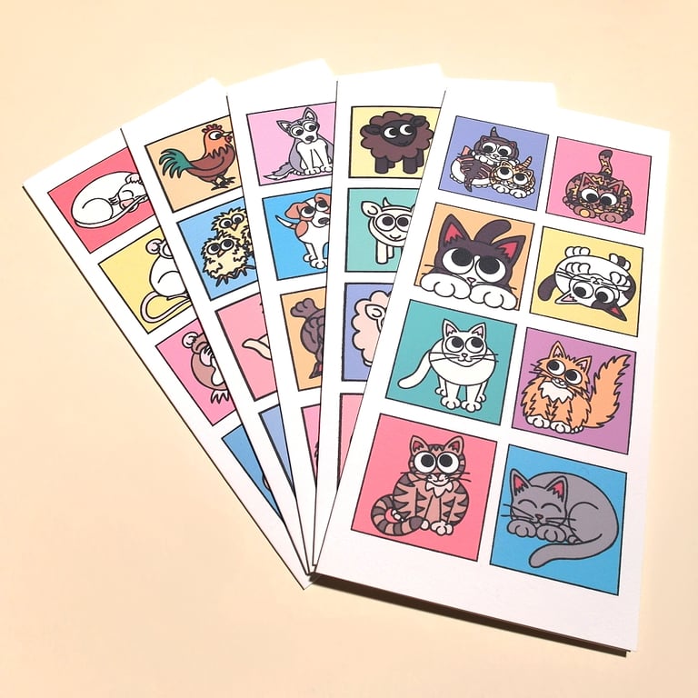 Set of cards - 5 cute animal cards, blank inside