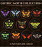 Gothic Moth Cross Stitch Bundle PDF, Death Moth Gallery Wall Set Pattern Pack