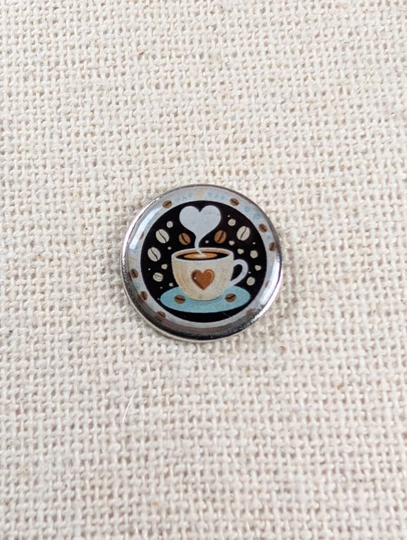 Coffee Lover - Tea Lover - Hot Drink Themed Badge - Large Resin Topped Pin Badge