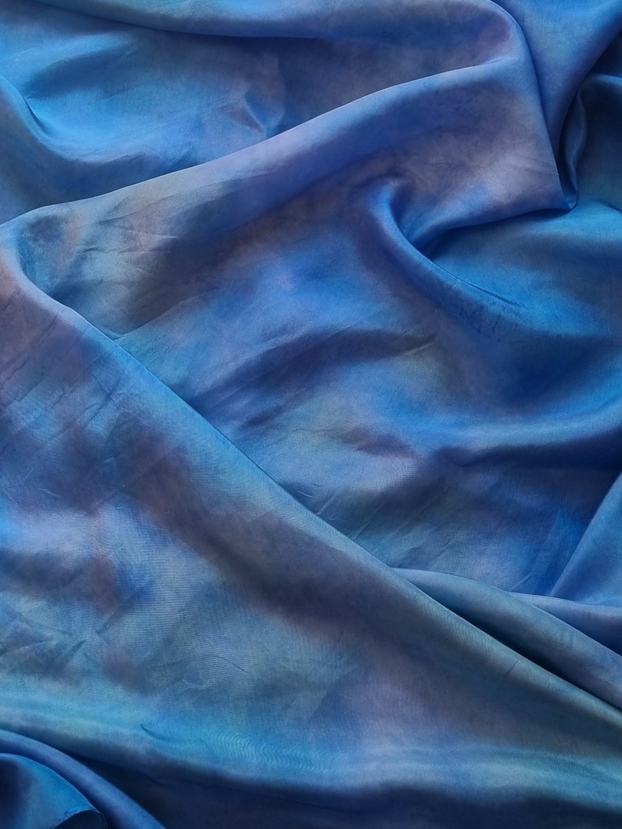 Beautiful Blues Large Square Silk Scarf Hand-Dyed