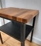 Vintage Metal Frame Side Table with Solid Oak Top - Image 3