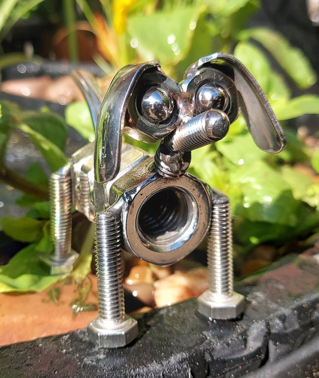 Handcrafted Stainless Steel  nuts & bolts Dog figurine
