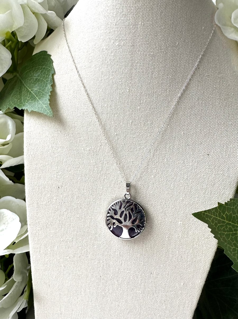 Amethyst Tree of Life Pendant Necklace