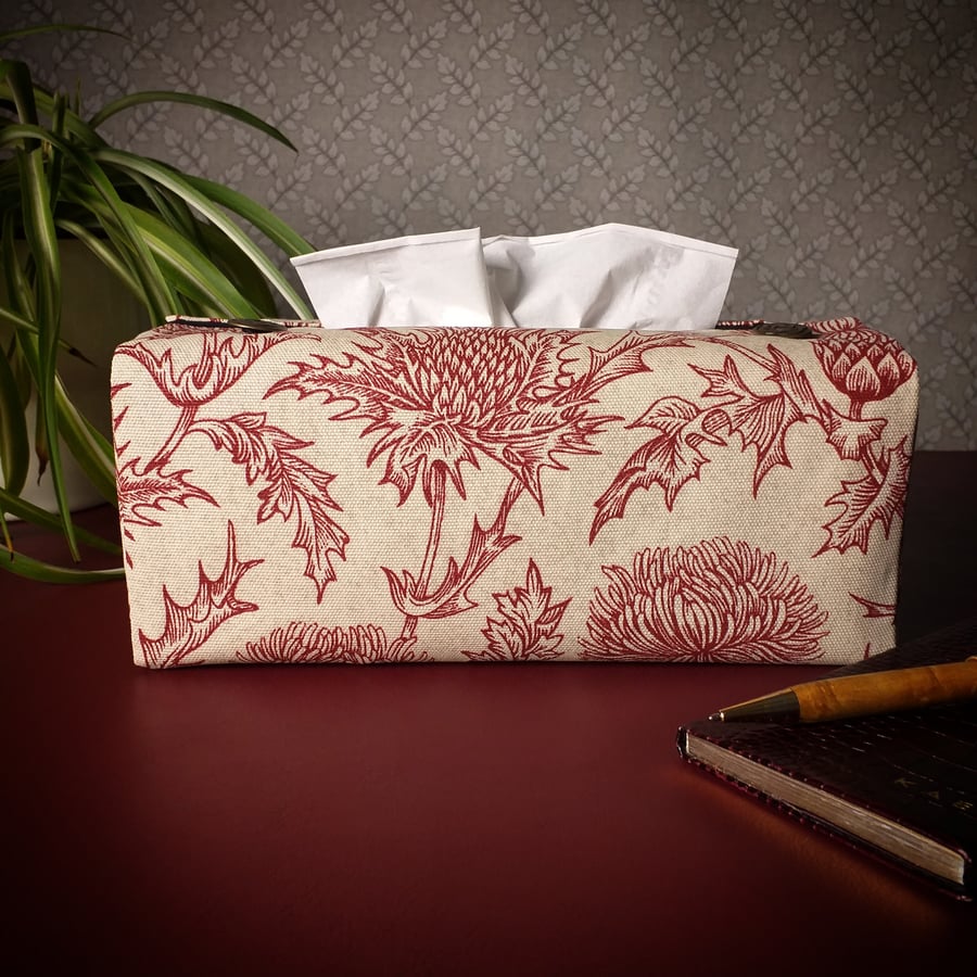 Rectangle Tissue Box Cover Size 'A' - Red Thistle