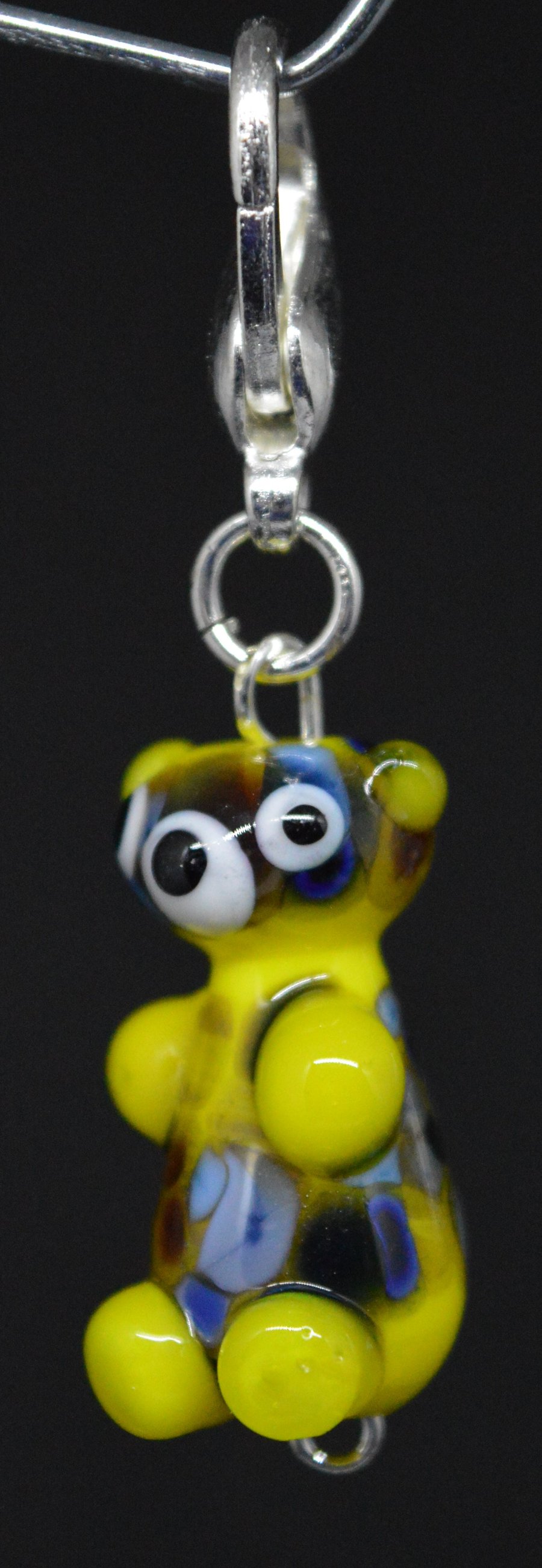 Yellow spotty teddy bear bag charm