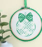 Christmas Decoration Ornament: Embroidered Hoop 14cm (5.5") Green Bauble